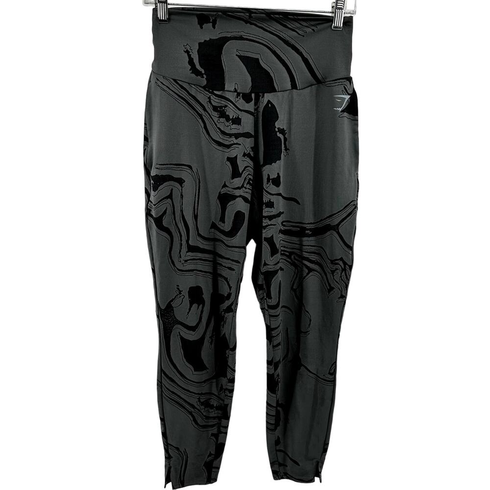 Gymshark Power Bottoms Athletic Pants Pull On Marbled Stretch Lightweight Gray S